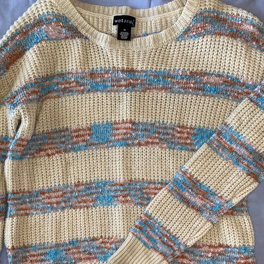 Wet Seal Stripped Ivory Color Sweater